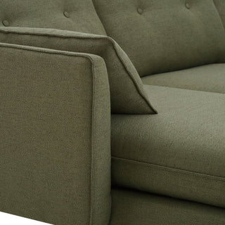 Shoreditch Left Hand Chaise Black & Feather Sofa - Woven Green