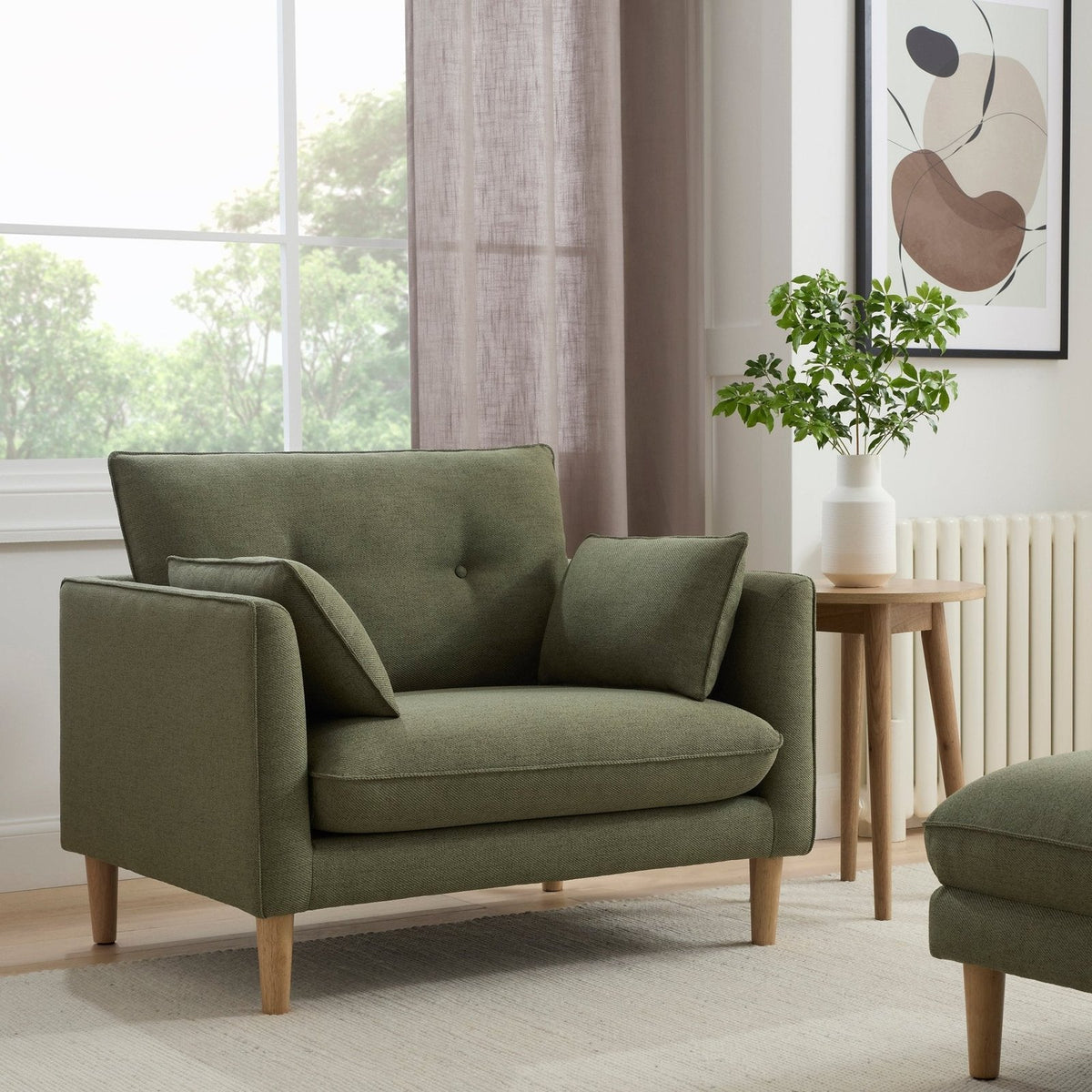 Shoreditch Loveseat Black & Feather - Woven Green