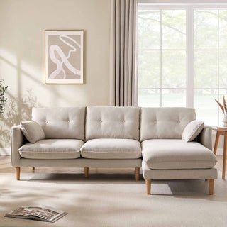 Shoreditch Right Hand Black & Feather Chaise Sofa - Natural