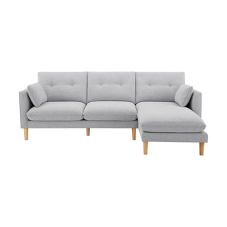 Shoreditch Right Hand Chaise Feather & Black Sofa - Light Grey