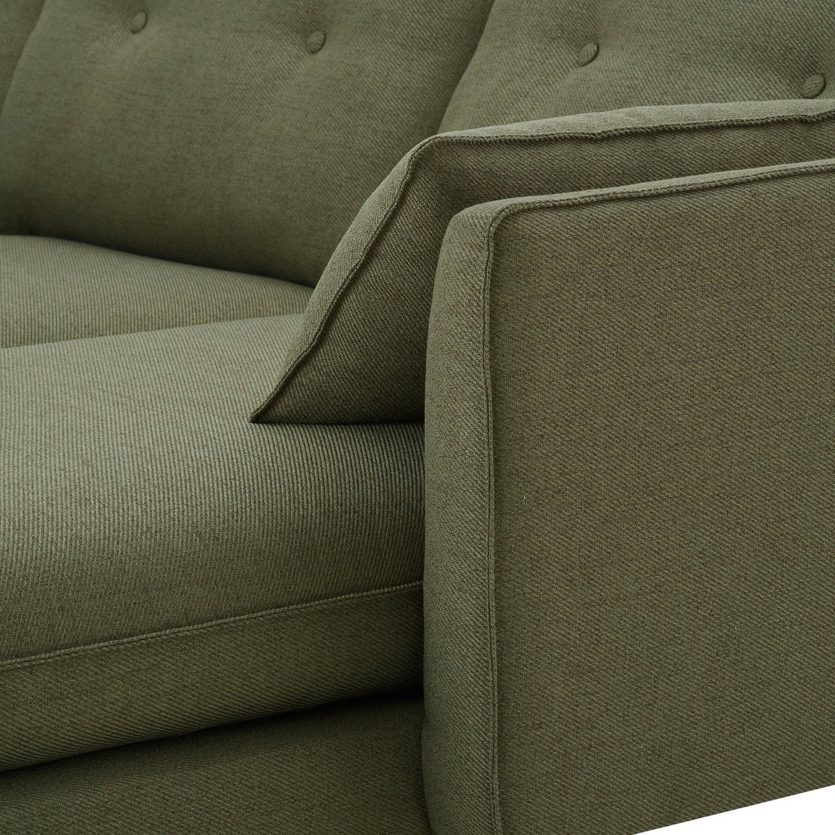 Shoreditch Right Hand Chaise Feather & Black Sofa - Woven Green