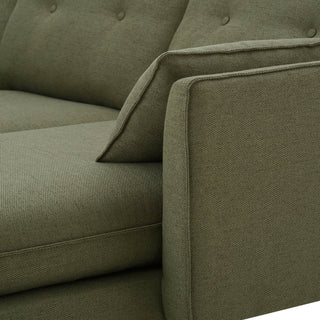 Shoreditch Right Hand Chaise Feather & Black Sofa - Woven Green