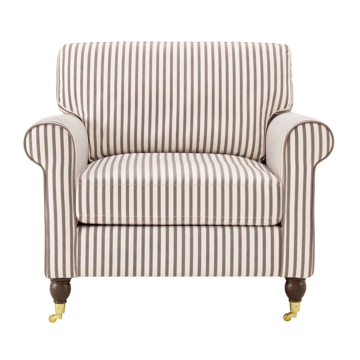 Sicily Armchair Black & Feather - Chocolate Stripe