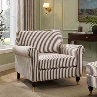 Sicily Armchair Black & Feather - Chocolate Stripe