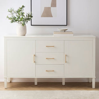 Sienna 2 Door/3 Black & Feather Drawer Sideboard - Natural