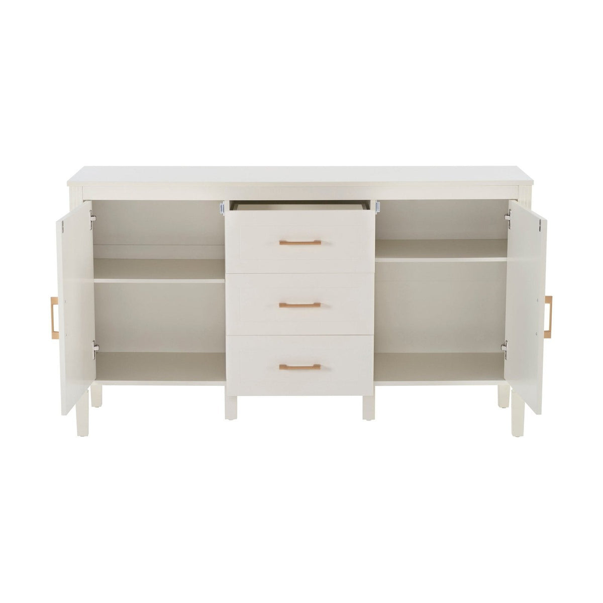 Sienna 2 Door/3 Black & Feather Drawer Sideboard - Natural