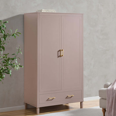 Sienna 2 Door Wardrobe Feather & Black with Drawer - Dusty Mauve