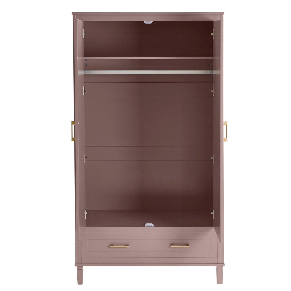 Sienna 2 Door Wardrobe Feather & Black with Drawer - Dusty Mauve