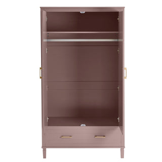 Sienna 2 Door Wardrobe Feather & Black with Drawer - Dusty Mauve