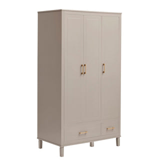 Sienna 3 Door Wardrobe Feather & Black with Drawers - Taupe