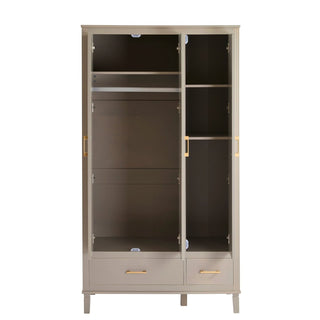 Sienna 3 Door Wardrobe Feather & Black with Drawers - Taupe