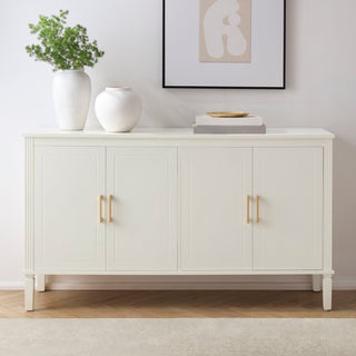 Sienna 4 Door Black & Feather Sideboard - Natural