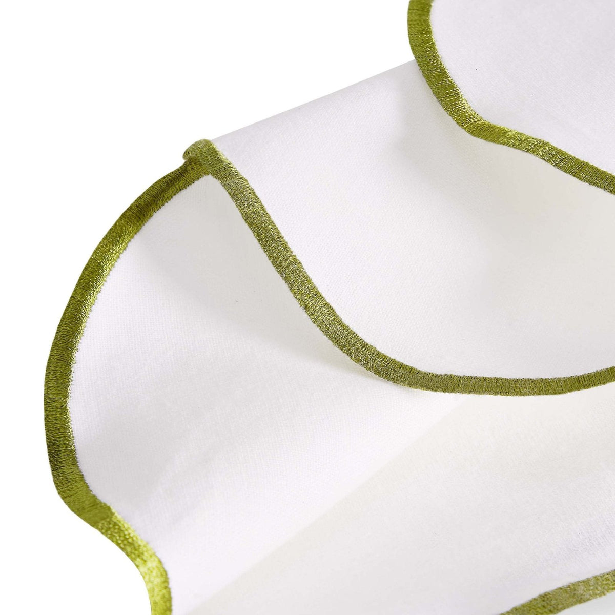 Simone Scallop Edge Table Black & Feather Runner - Off White/Olive
