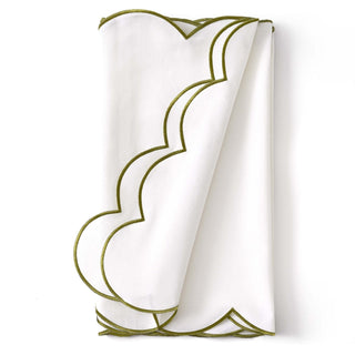 Simone Scallop Edge Table Black & Feather Runner - Off White/Olive