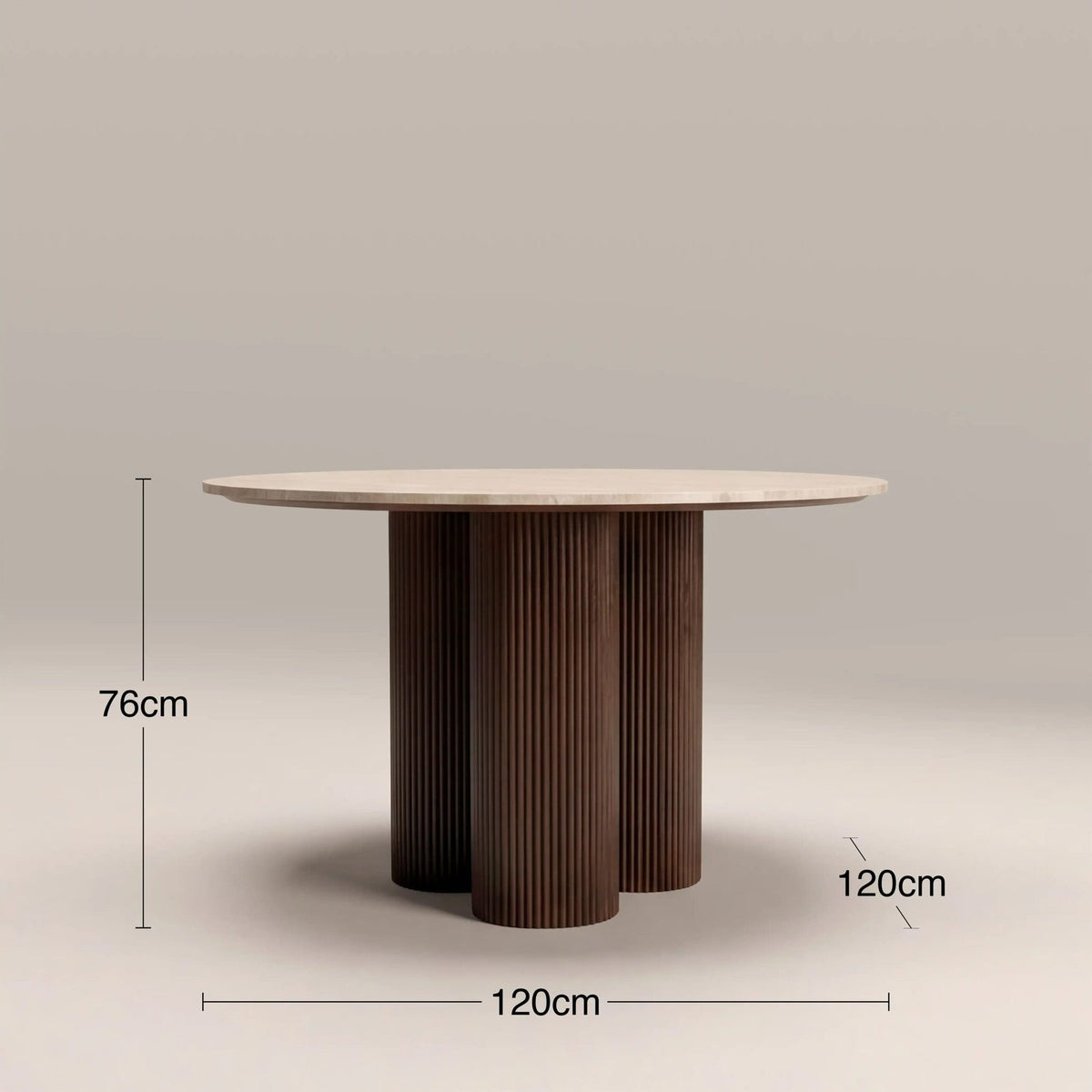 Skylar 4 Seat Round Dining Table | Natural Travertine & Walnut – Laura Ashley