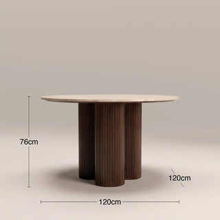 Skylar 4 Seat Round Dining Table | Natural Travertine & Walnut – Laura Ashley