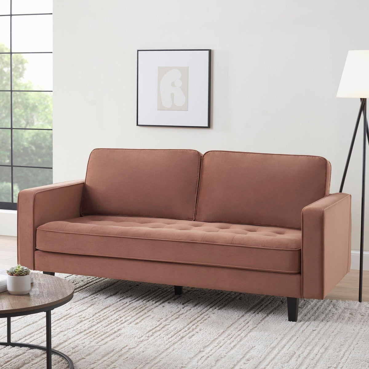 Sloane 3 Seater Feather & Black Sofa - Mauve