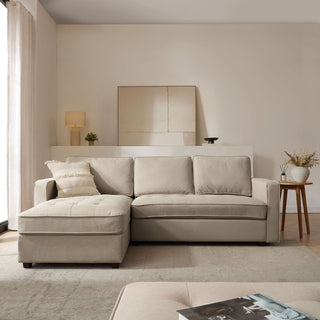 Sloane Left Hand Feather & Black Chaise - Oatmeal