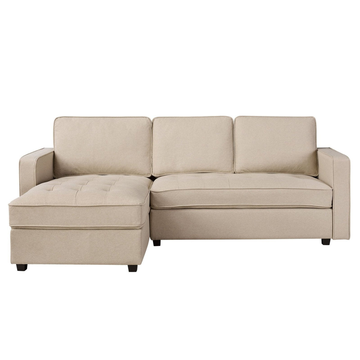 Sloane Left Hand Feather & Black Chaise - Oatmeal