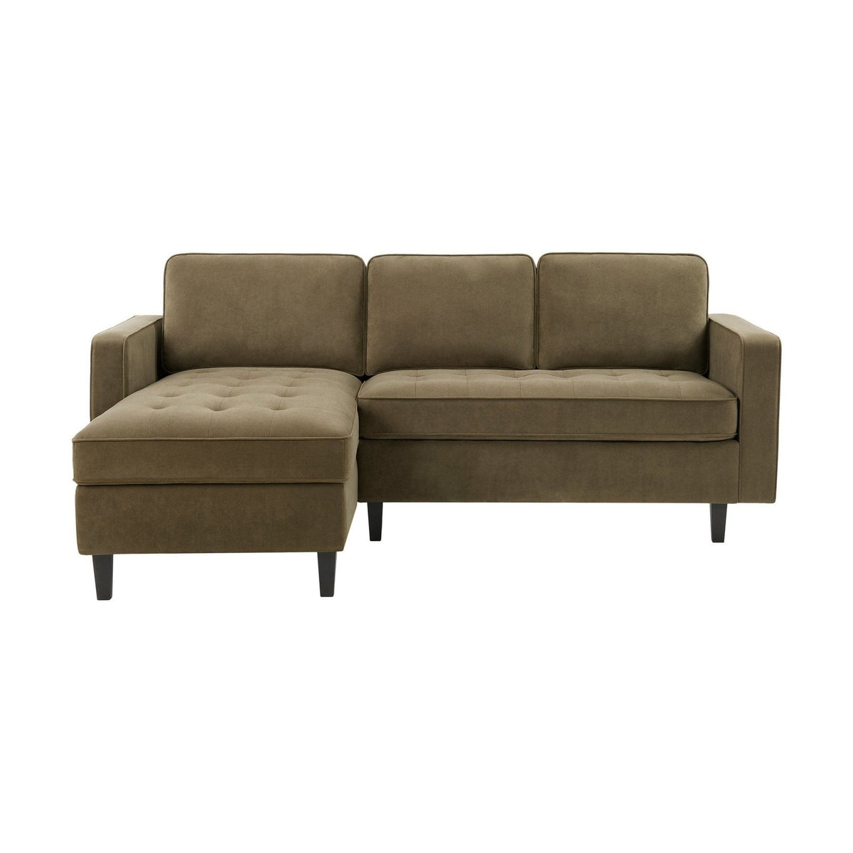 Sloane Left Hand Storage Black & Feather Chaise Sofa - Olive