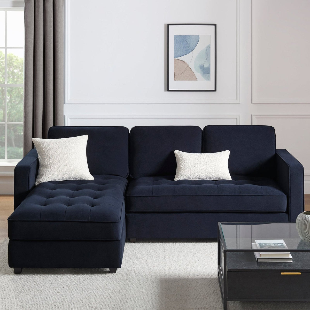 Sloane Left Hand Storage Chaise Sofa - Midnight – Black & Feather