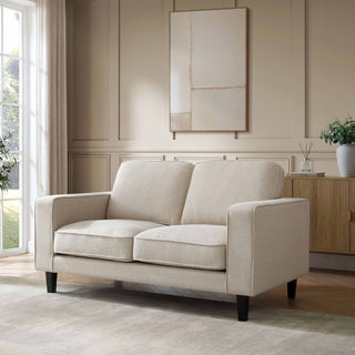 Soho 2 Seater Feather & Black Sofa - Beige