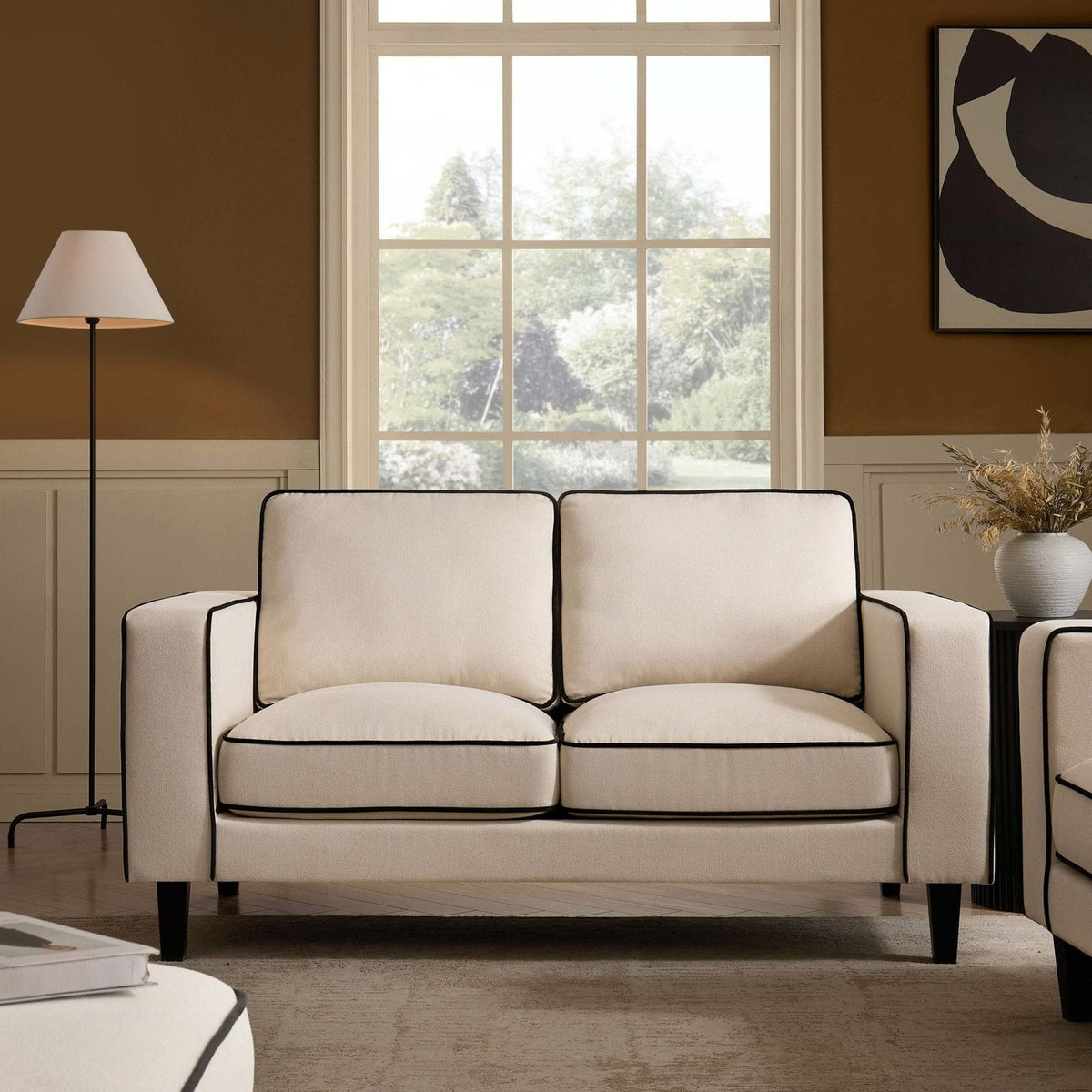 Soho 2 Seater Sofa - Cream Linen/Black – Feather & Black