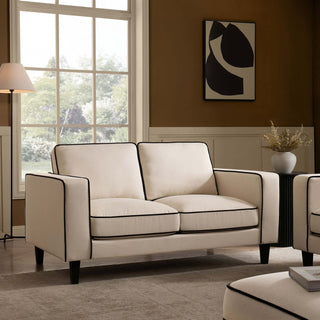 Soho 2 Seater Sofa - Cream Linen/Black – Feather & Black