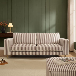 Soho 3 Seater Feather & Black Sofa - Chocolate Stripe