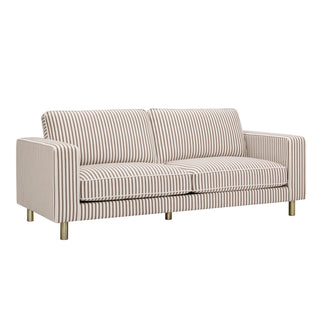 Soho 3 Seater Feather & Black Sofa - Chocolate Stripe