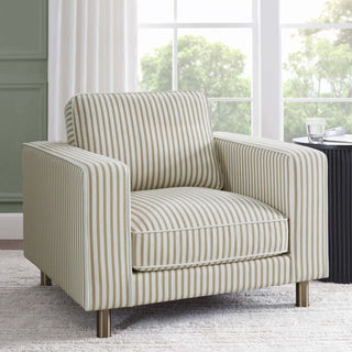 Soho Armchair - Sand Stripe – Black & Feather