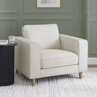 Soho Boucle Feather & Black Armchair - Ivory