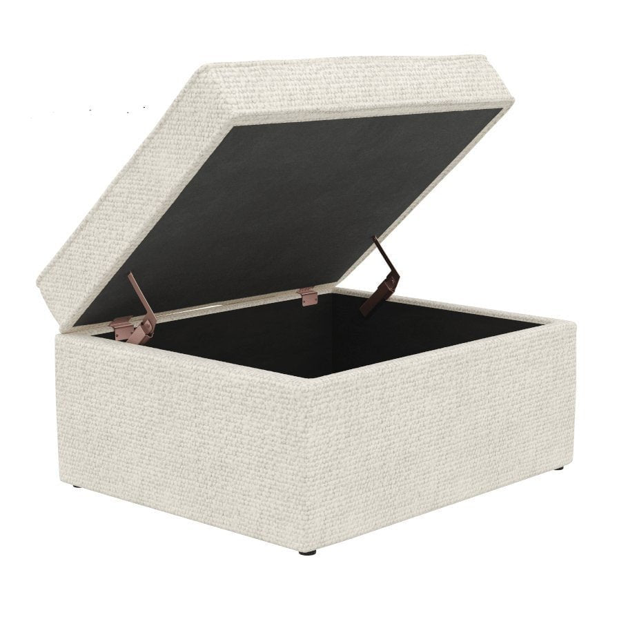 Soho Bouclé Ottoman Storage Pouffe - Ivory – Feather & Black