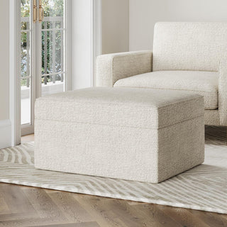 Soho Bouclé Ottoman Storage Pouffe - Ivory – Feather & Black