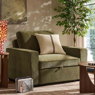 Soho Chair Bed - Chenille Olive – Black & Feather
