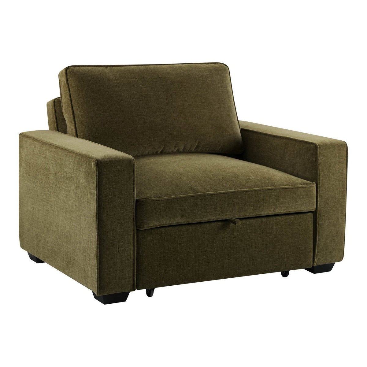 Soho Chair Bed - Chenille Olive – Black & Feather