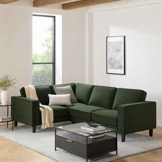 Soho Left Hand Corner Sofa - Dark Olive – Black & Feather