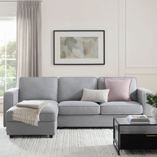 Soho Left Hand Storage Chaise Sofa - Mid Grey – Feather & Black
