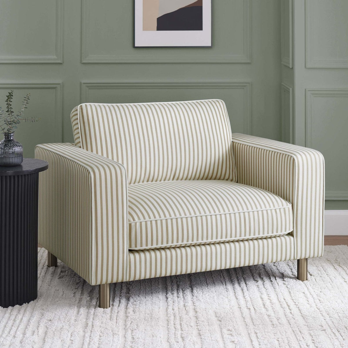 Soho Loveseat - Sand Stripe – Feather & Black
