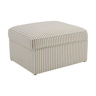 Soho Ottoman Storage Black & Feather Pouffe - Sand Stripe