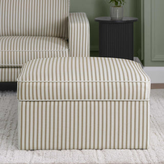 Soho Ottoman Storage Black & Feather Pouffe - Sand Stripe