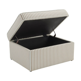 Soho Ottoman Storage Black & Feather Pouffe - Sand Stripe