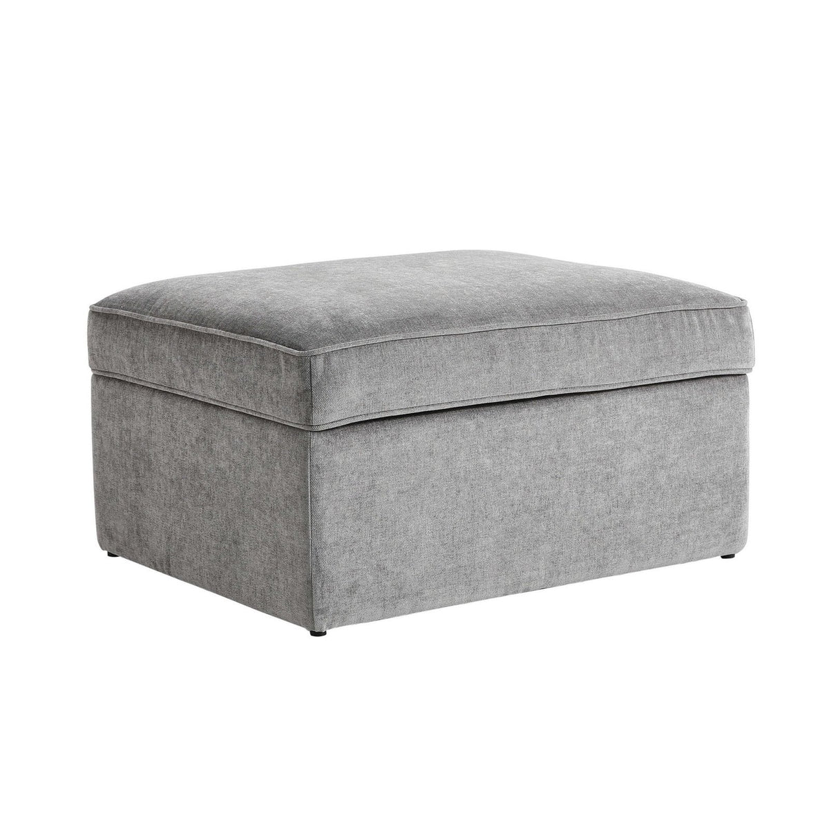 Soho Ottoman Storage Feather & Black Pouffe - Grey
