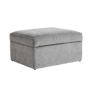 Soho Ottoman Storage Feather & Black Pouffe - Grey