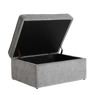 Soho Ottoman Storage Feather & Black Pouffe - Grey