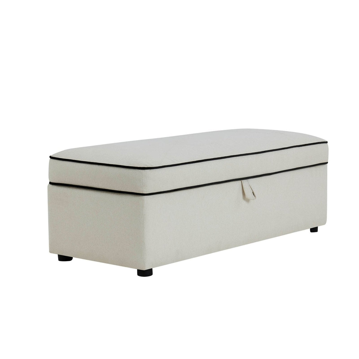 Soho Rectangle Ottoman Black & Feather Storage - Cream Linen/Black