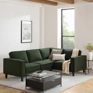 Soho Right Hand Corner Sofa - Dark Olive – Feather & Black