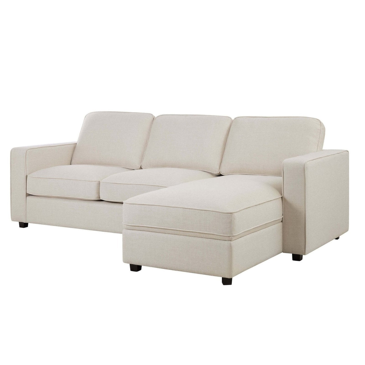 Soho Right Hand Storage Black & Feather Chaise Sofa - Beige