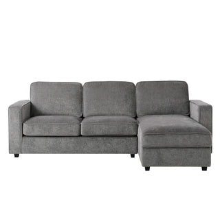 Soho Right Hand Storage Black & Feather Chaise Sofa - Grey