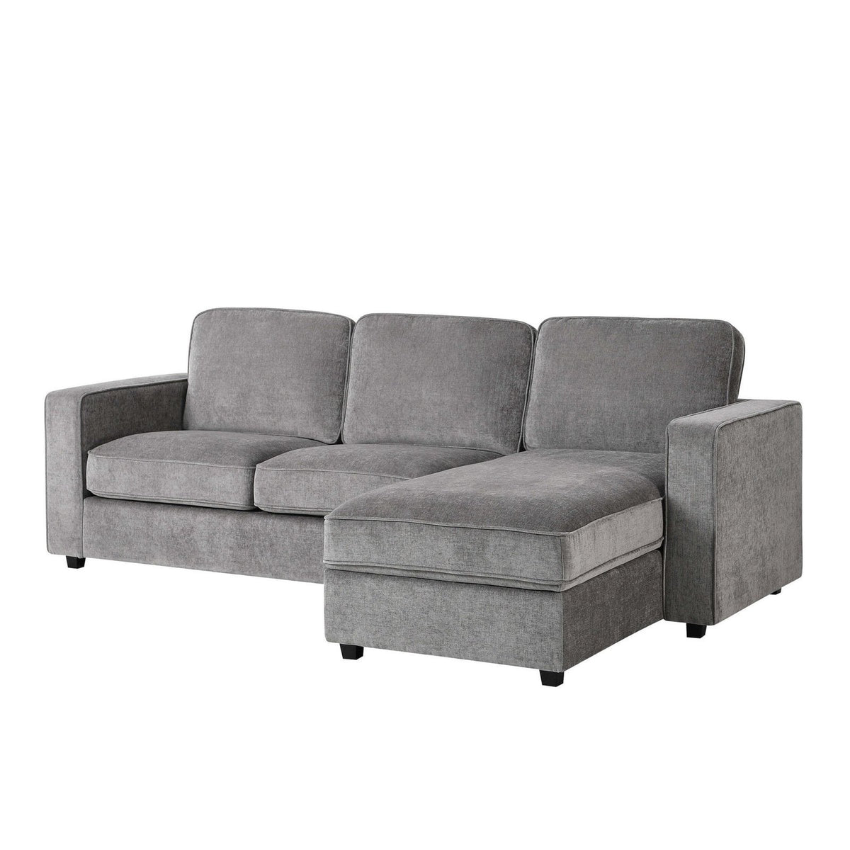 Soho Right Hand Storage Black & Feather Chaise Sofa - Grey